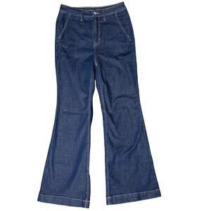Old Navy 8 Denim Flare Leg Jeans Dark Wash Xtra High Rise Retro Secret‎ Smooth
